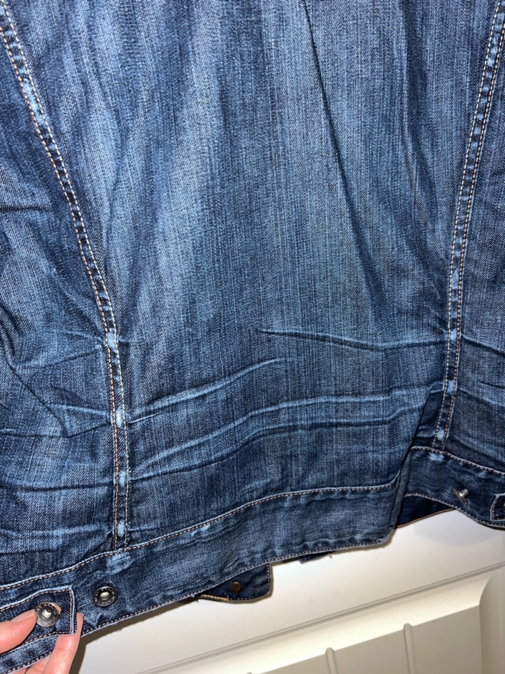 EUC! Lucky Brand Indigo Blue Denim Jacket with Quilt Patch Details Size XL - Picture 10 of 11